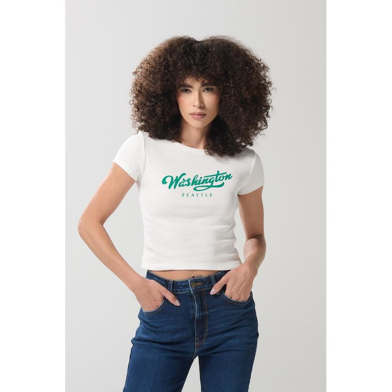 KOAJ - KOAJ Camiseta para mujer en tela acanalada, cuello redondo y m MUJER