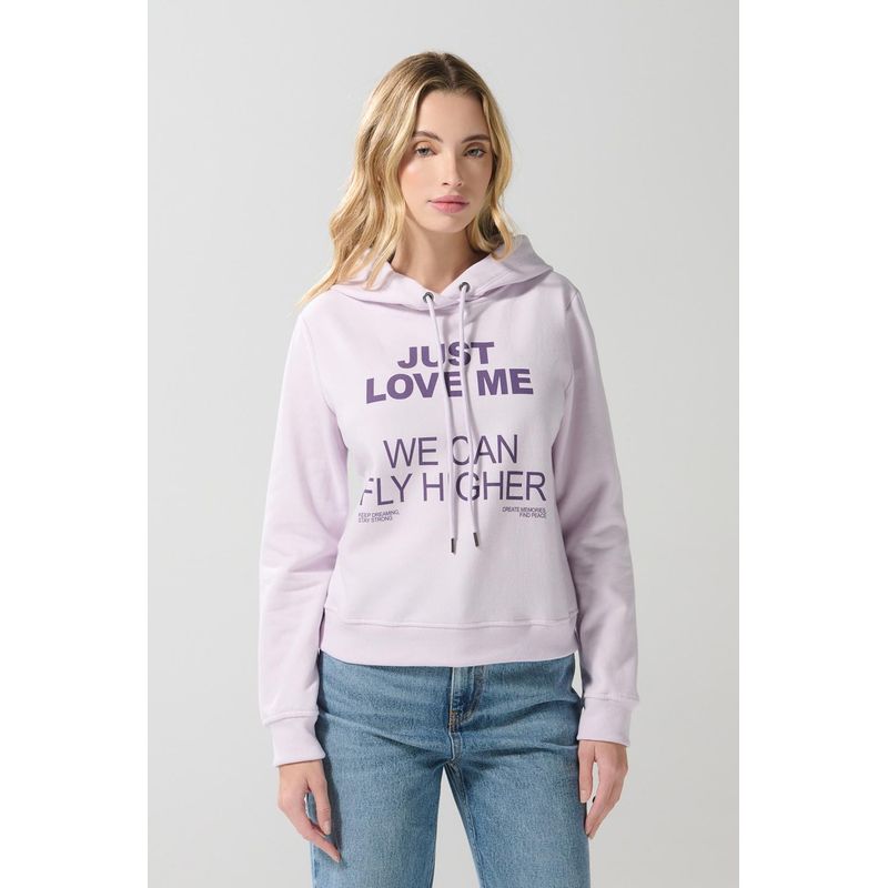 KOAJ - KOAJ Buzo unicolor con capota y texto en frente MUJER