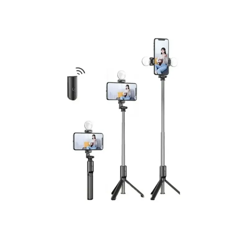 GENERICO - Palo De Selfie 3 En 1 Tripode Control Bluetooth Con Luz