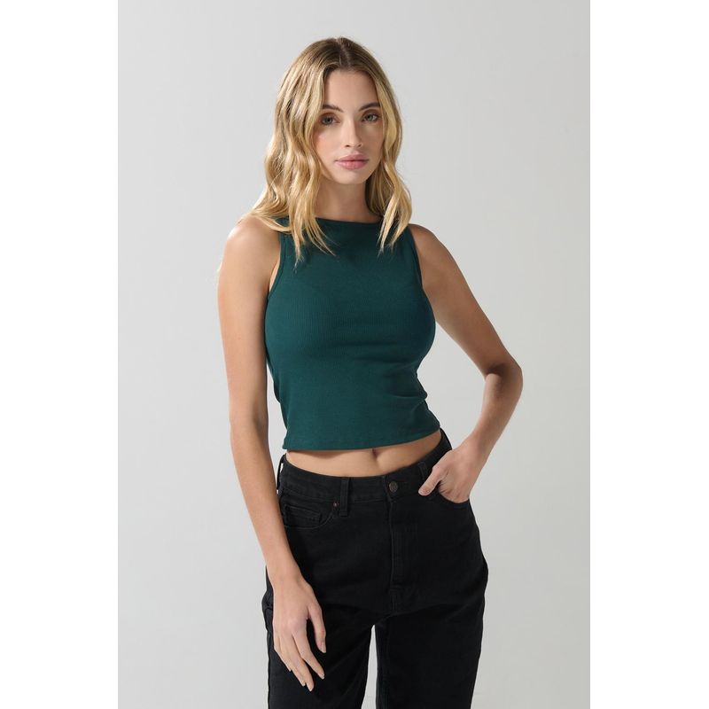 KOAJ - KOAJ Camiseta unicolor manga sisa con texturas de canal Mujer