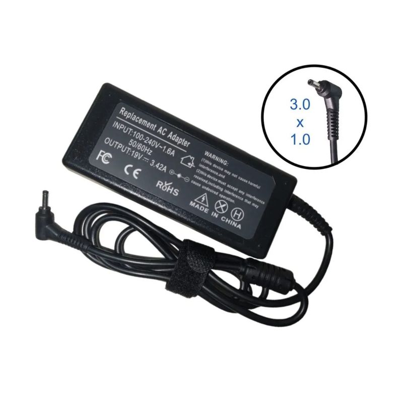GENERICO - Cargador Para Acer 19v 3.42a 65w Punta 3.0 x 1.0mm