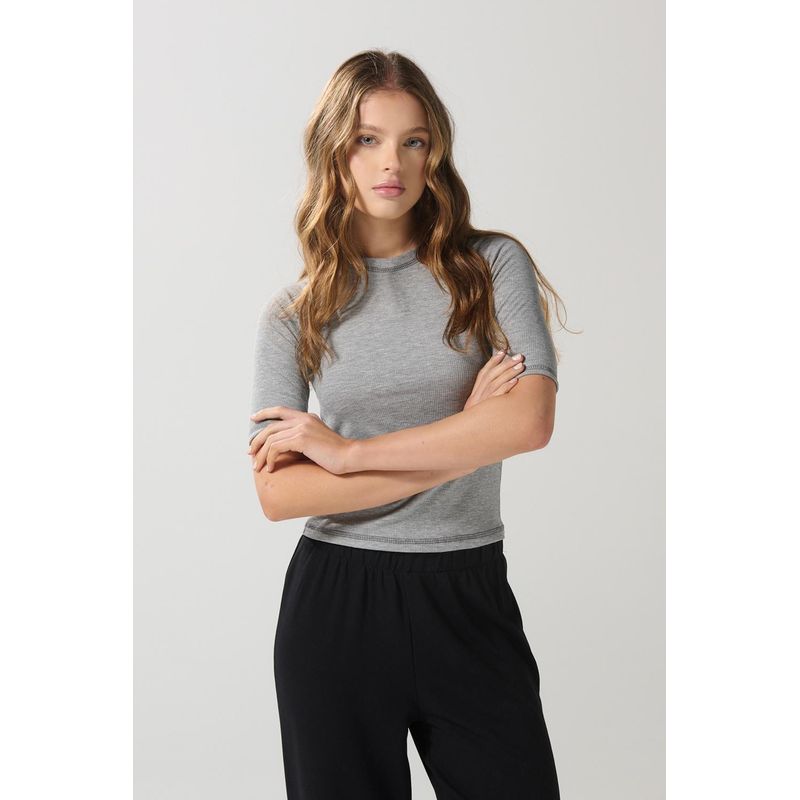 KOAJ - KOAJ Camiseta unicolor con texturas y manga ranglan corta MUJER