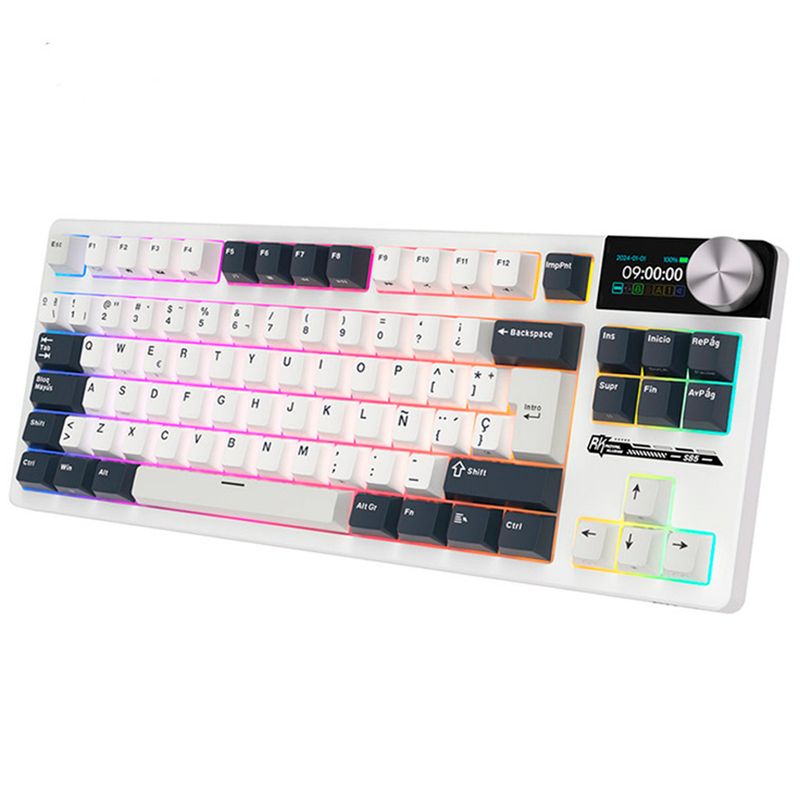  - Teclado Gamer Mecánico Inalámbrico Royal Kludge RKS85 RGB White Night Español