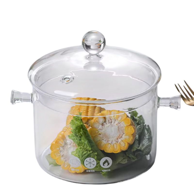GENERICO - Olla En Vidrio Borosilicato 1500ml Con Orejas Y Tapa