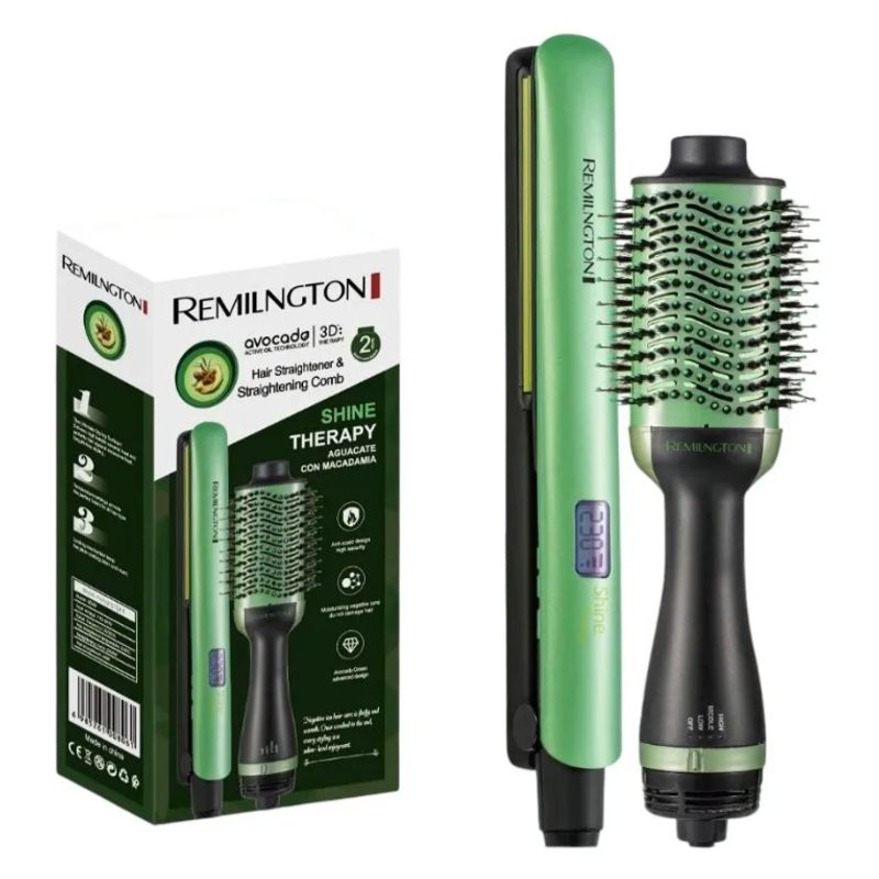 GENERICO - Combo Cepillo Secador + Plancha Aguacate Profesional 2 En 1