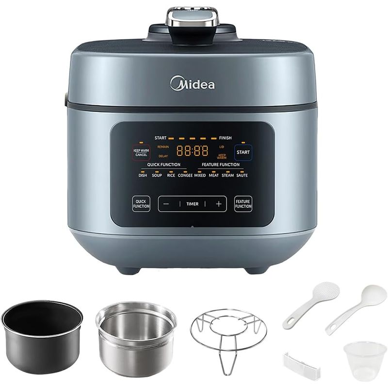 MIDEA - Olla a presión Midea 8 en 1 5 Qt multifuncional y programable