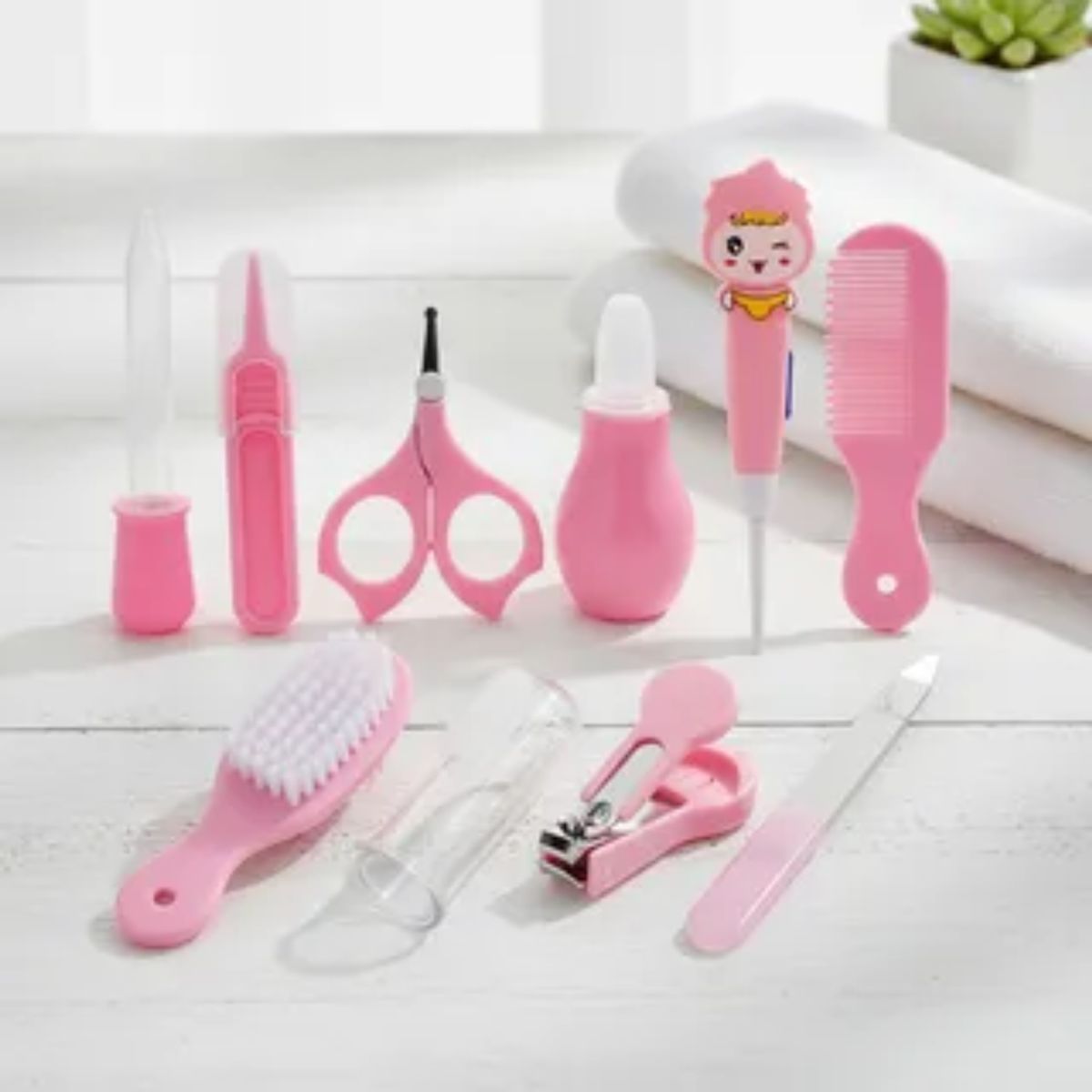 GENERICO - Kit Aseo Para Bebé 10 Piezas Rosa Nuevo