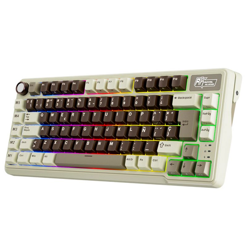  - Teclado Gamer Mecánico Inalámbrico Royal Kludge RKL75 RGB 75% Moca Grey Español