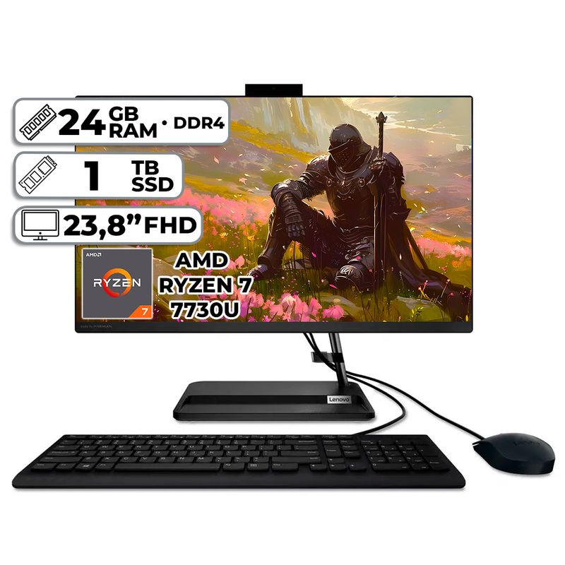 LENOVO - TODO EN UNO LENOVO AMD RYZEN 7-7730U 24GB RAM 1TB SSD 238″ FHD