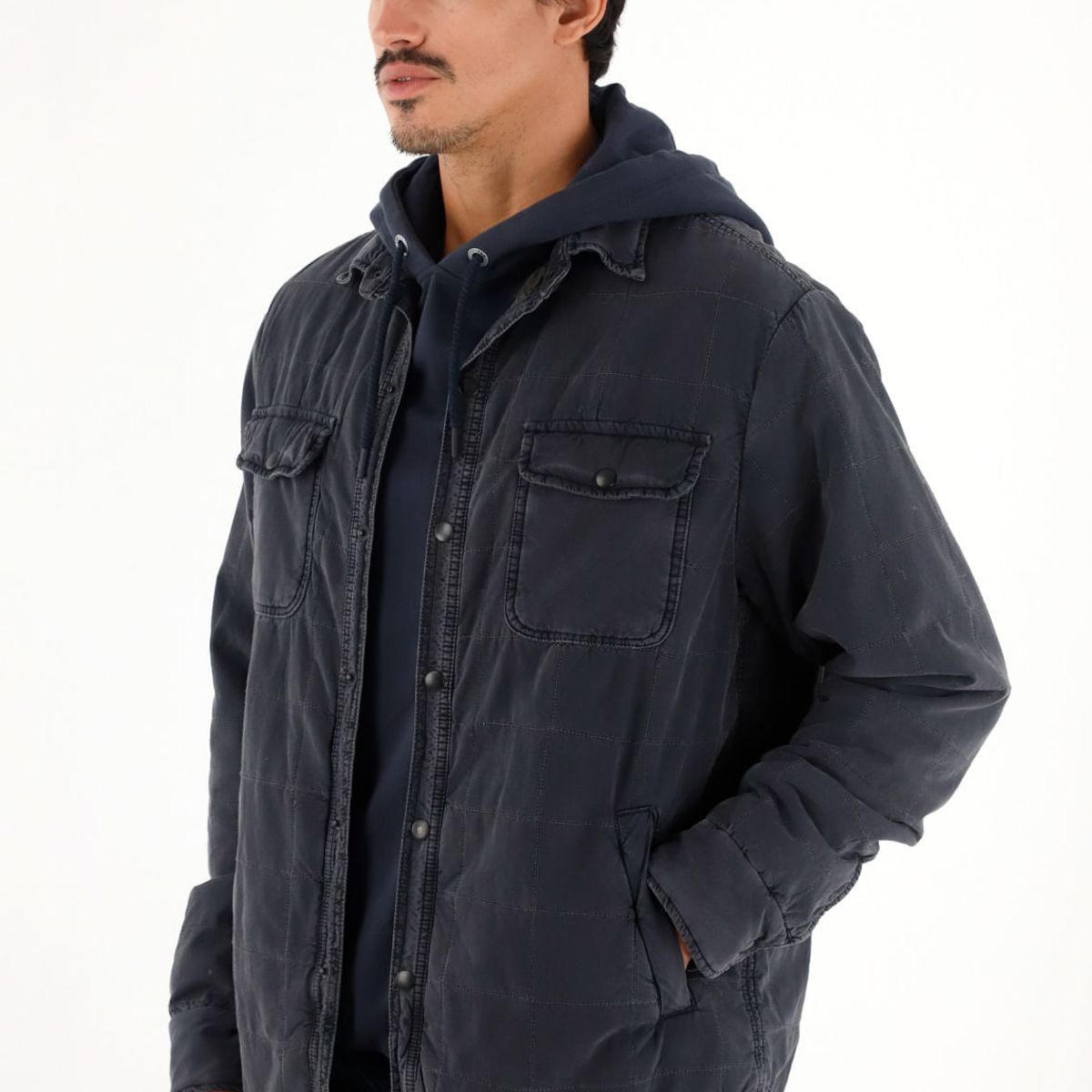 TENNIS - Chaqueta negra de textura acolchada para hombre