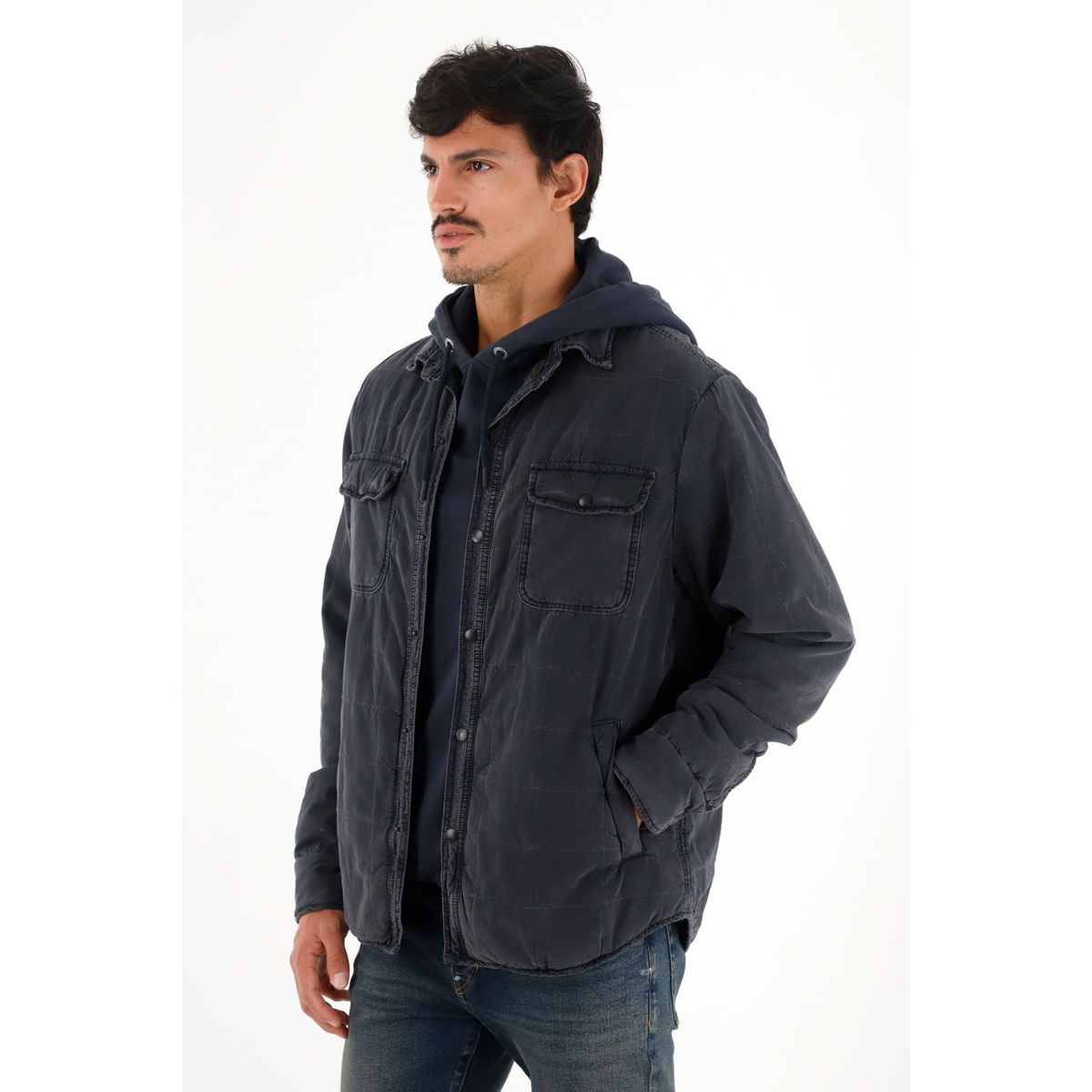 TENNIS - Chaqueta negra de textura acolchada para hombre