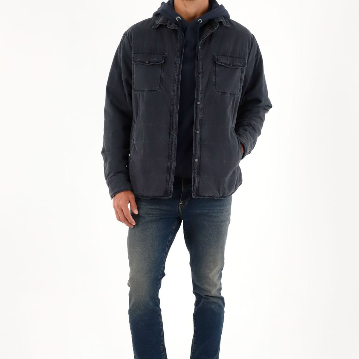 TENNIS - Chaqueta negra de textura acolchada para hombre