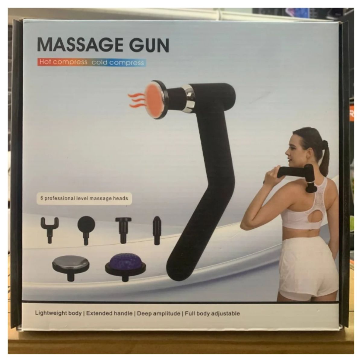 GENERICO - Pistola Masajeador Con Mango Extensor Fascial Gun De Frío Y Calor