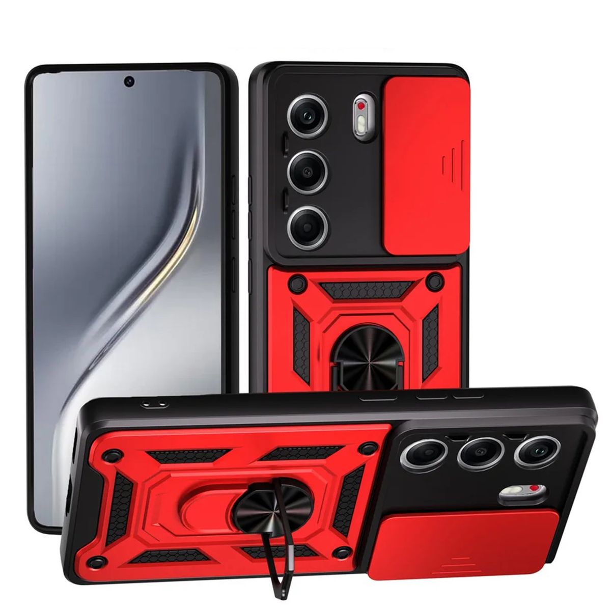 GENERICO - Funda Estuche Case Slider Compatible Con Tecno Camon 40 Pro 5G Rojo