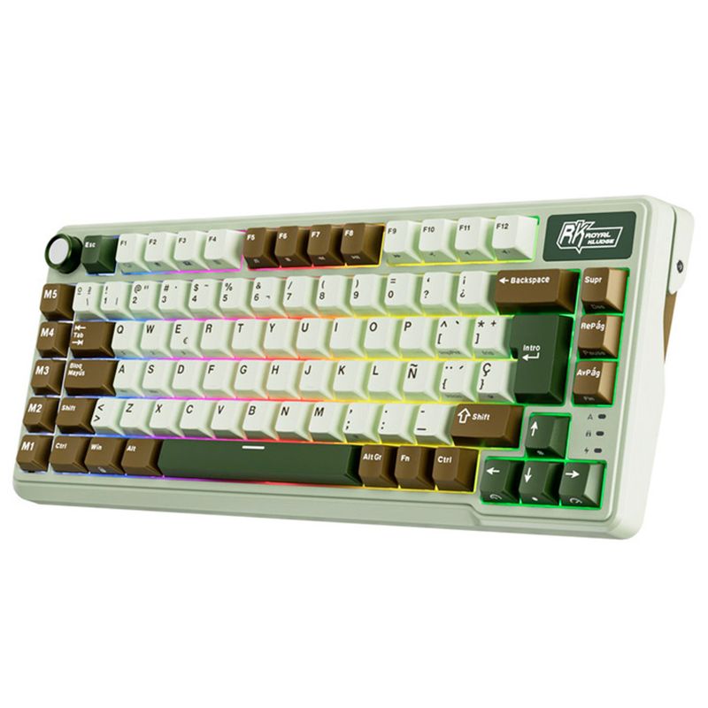  - Teclado Gamer Mecánico Inalámbrico Royal Kludge RKL75 RGB 75% Palm Green Español