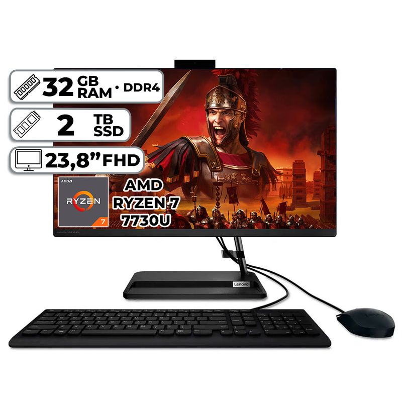 LENOVO - TODO EN UNO LENOVO AMD RYZEN 7-7730U 32GB RAM 2TB SSD 238″ FHD