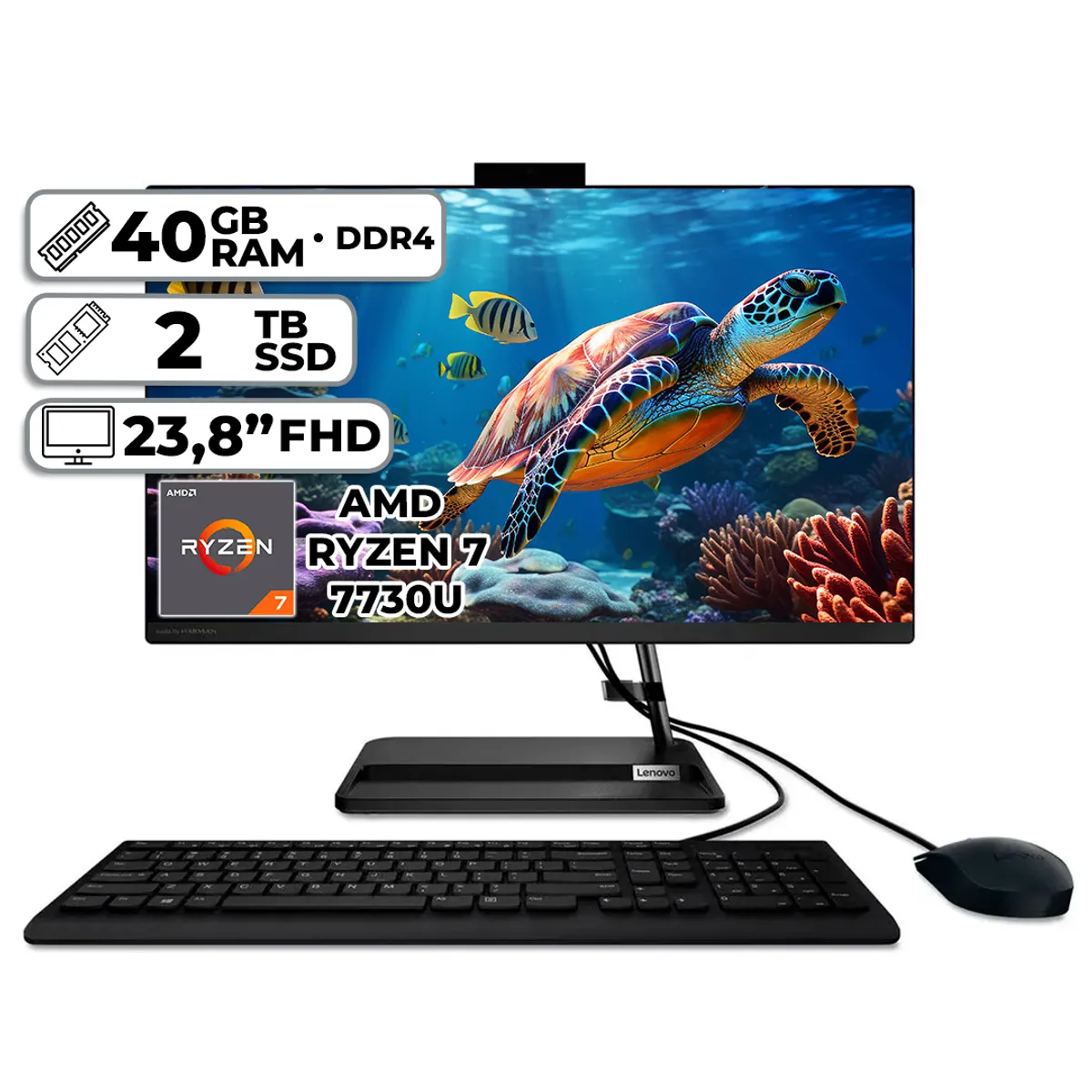 LENOVO - TODO EN UNO LENOVO AMD RYZEN 7-7730U 40GB RAM 2TB SSD 238″ FHD