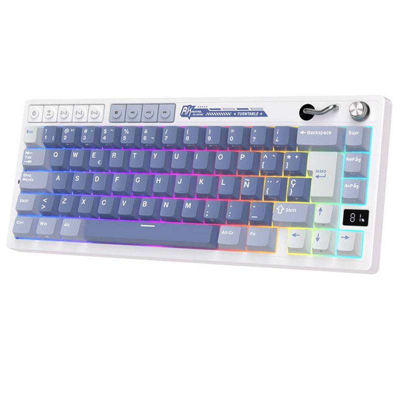  - Teclado Gamer Mecánico Inalámbrico Royal Kludge RKM65 RGB 65% Ocean Blue Español