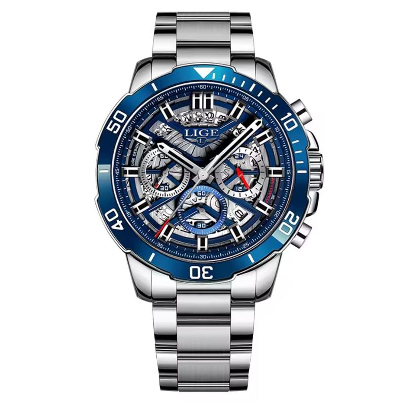 LIGE - RELOJ LIGE ORIGINAL CRONOGRAFO LG89197B PLATEADO AZUL