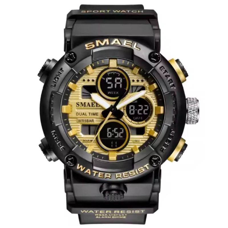 SMAEL - RELOJ SMAEL 8038 ORIGINAL DOBLE HORA SUMERGIBLE AZUL NARANJA