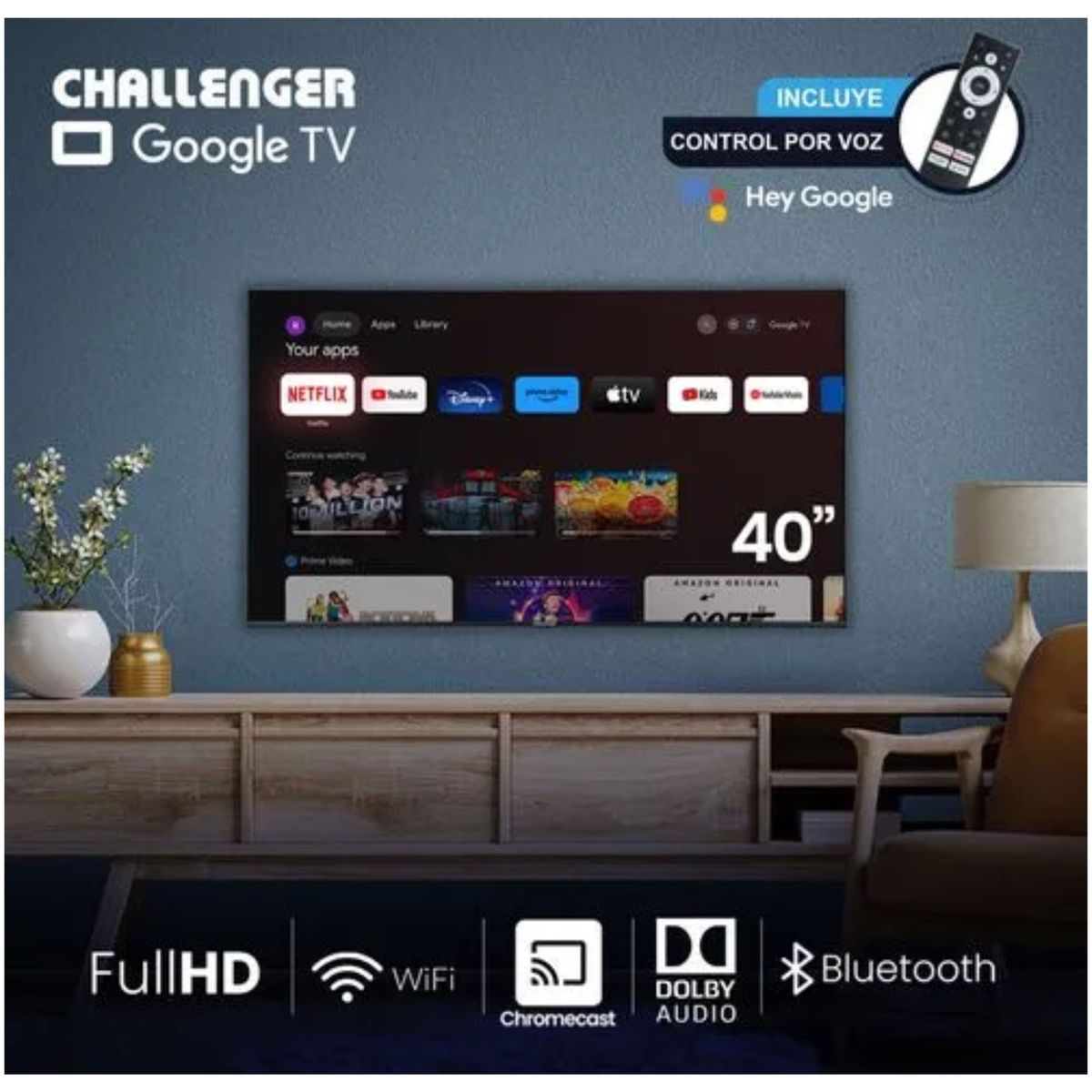 CHALLENGER - Televisor Challenger 40 Pulgadas FHD LED Smart TV 40TG81