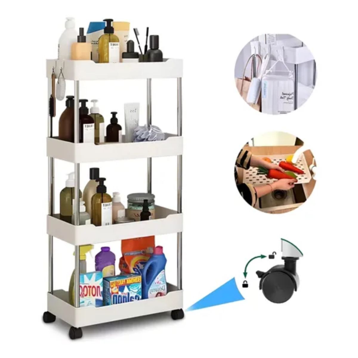 GENERICO - Carrito de almacenamiento de 4 niveles