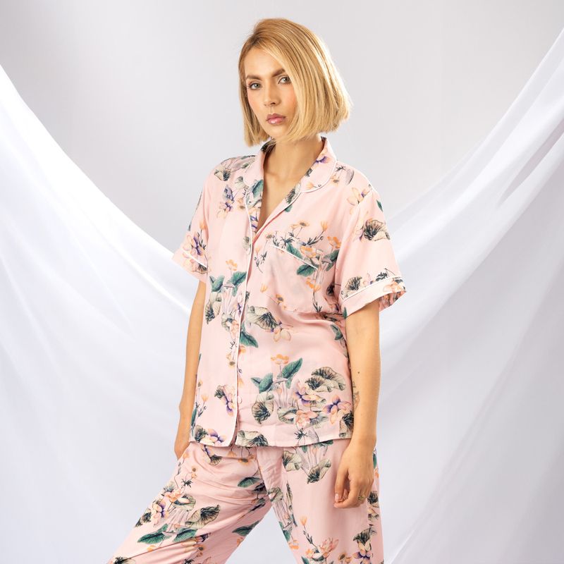 ANA E - Pijama tres Pieza Estampada de Flores