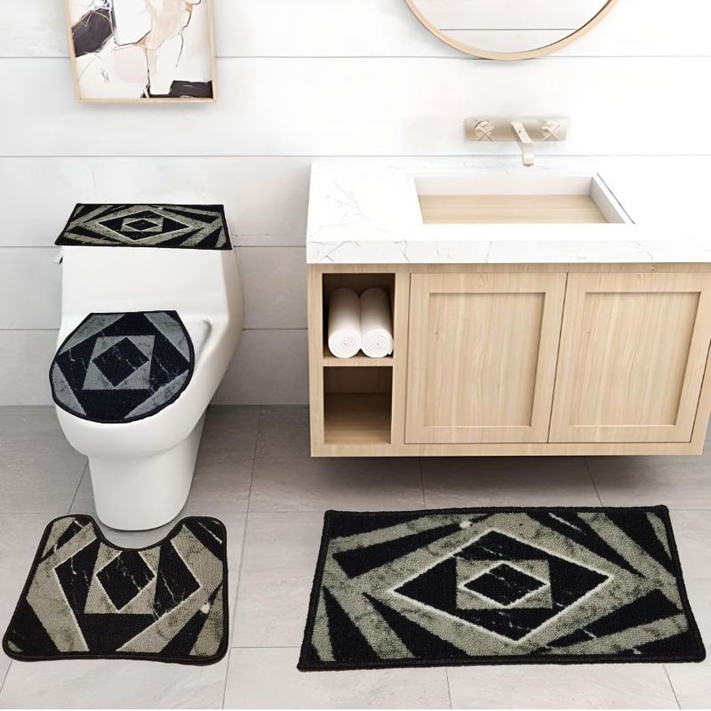 GENERICO - Juego De Baño 4 Piezas Antideslizante Negro Tapetes Para Baño
