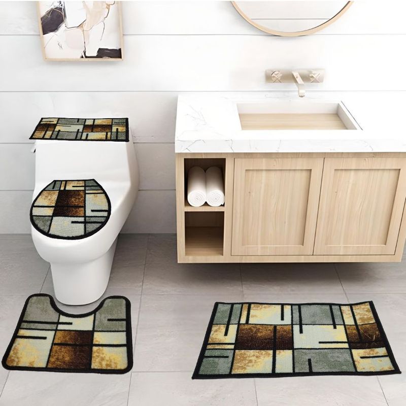 GENERICO - Juego De Baño 4 Piezas Antideslizante Gris Tapetes Para Baño