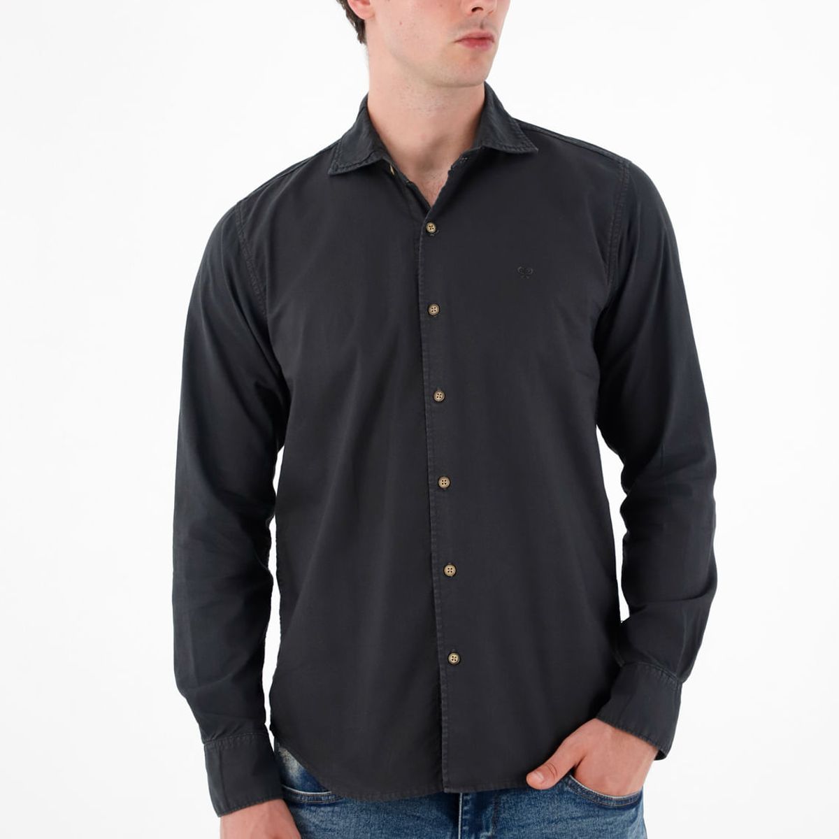 TENNIS - Camisa manga larga negra para hombre