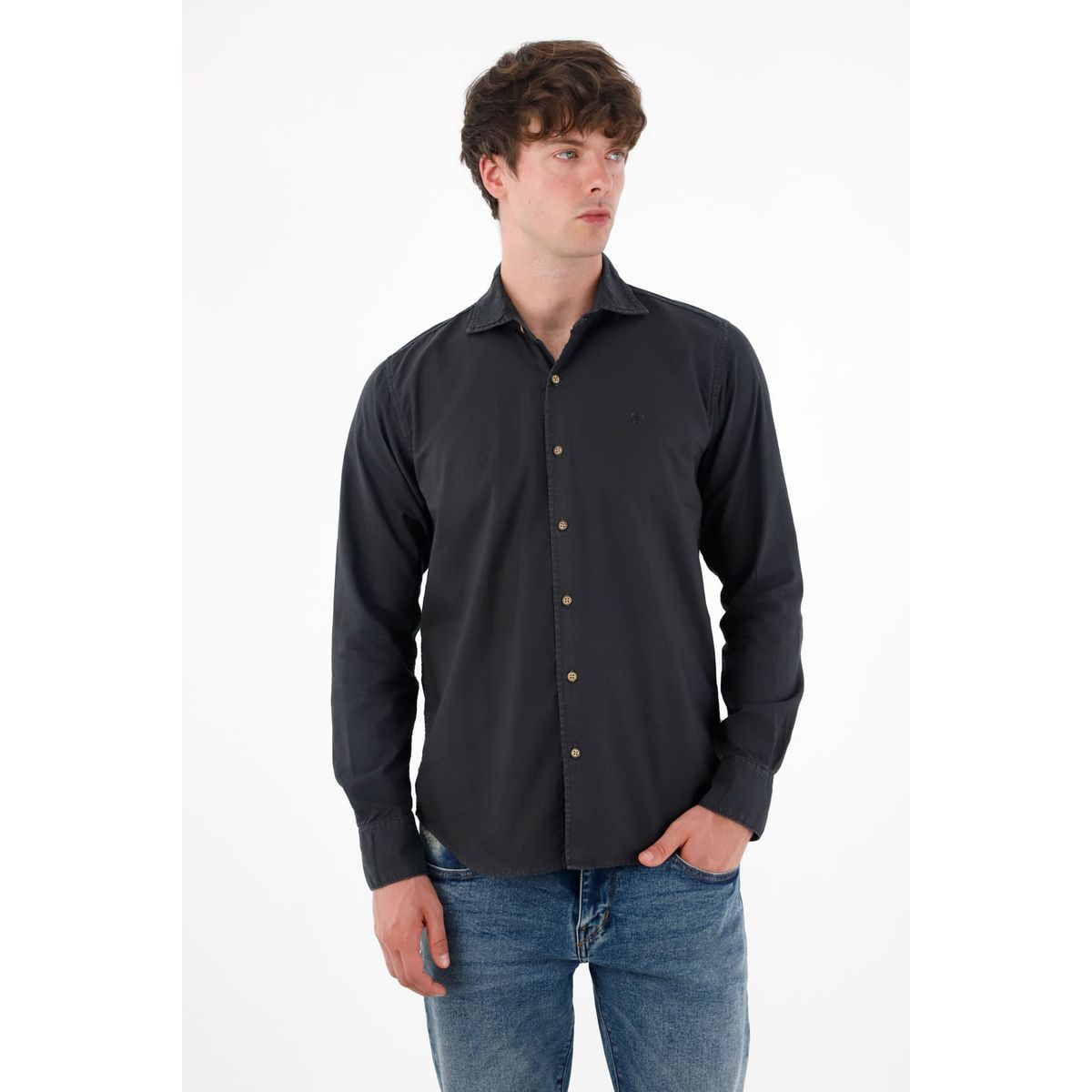 TENNIS - Camisa manga larga negra para hombre