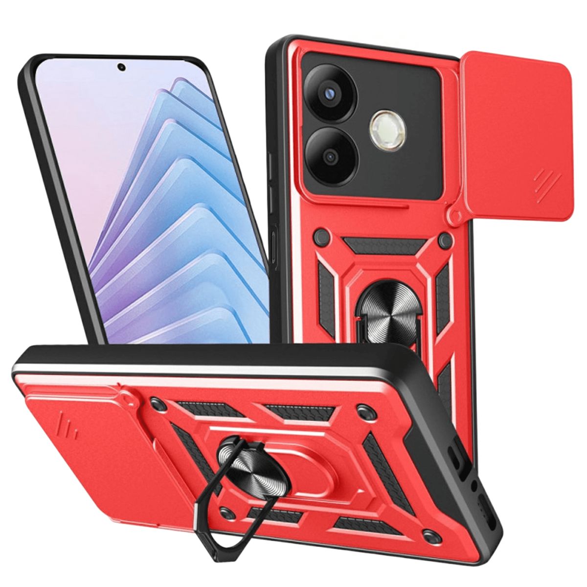 GENERICO - Funda Case Protector Cámara Slider Compatible Oppo A5 Pro Rojo