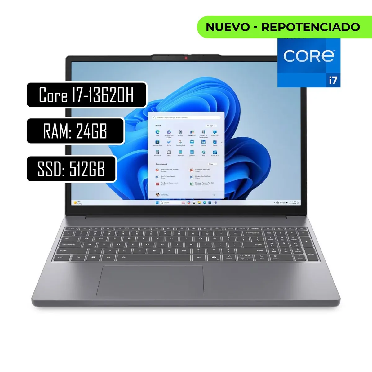 LENOVO - PORTATIL LENOVO SLIM 3 INTEL CORE I7 13620H - RAM 24GB - SSD 512GB - WIN11 HOME