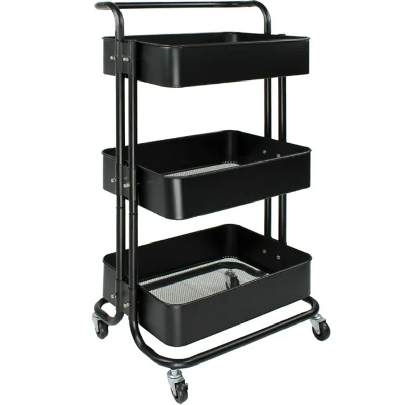 GENERICO - Carro Organizador Auxiliar 3 Niveles Color NEGRO