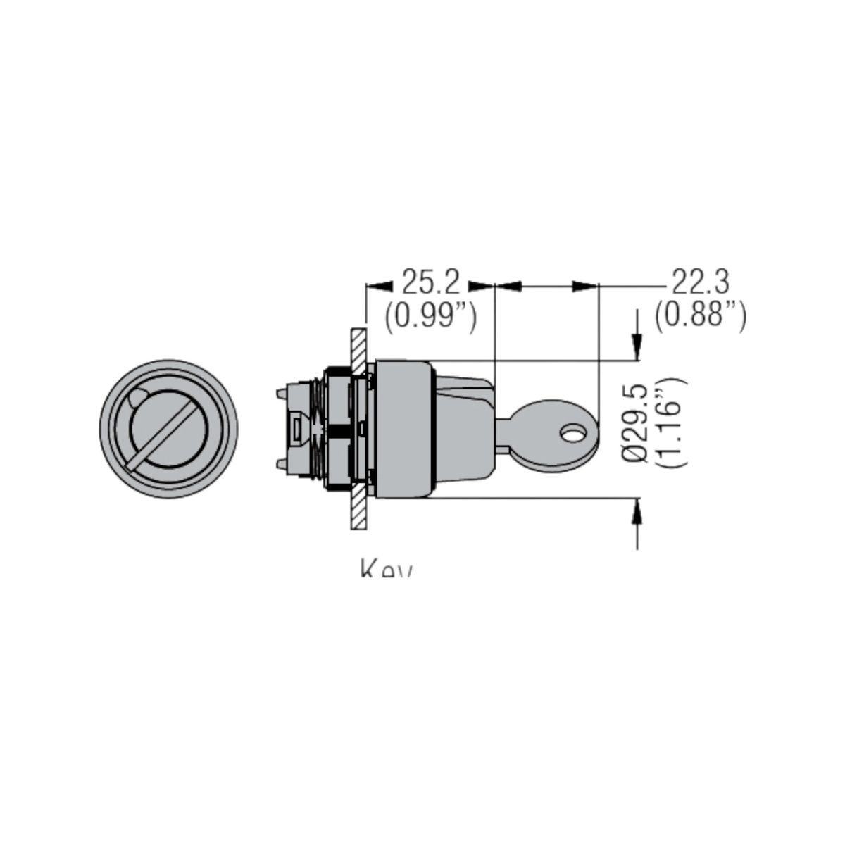 LOVATO - SELECTOR DE LLAVE Ø22MM LOVATO PLAS. 3 POSICIONES, 0 - 1 - 2