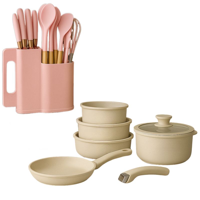 SCHAFFHAUSEN - Bateria Ollas Marmol Mango Desmontable Regalo Set Utensilios