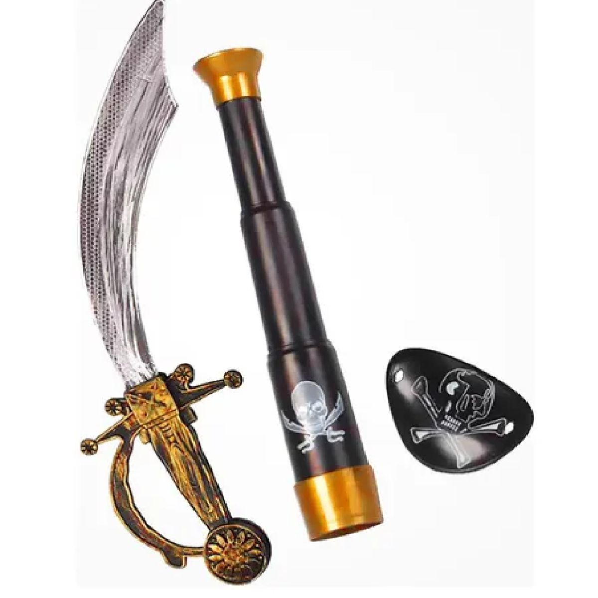 GENERICO - Kit De Disfraz Pirata Espada Parche Ocular Y Binoculares