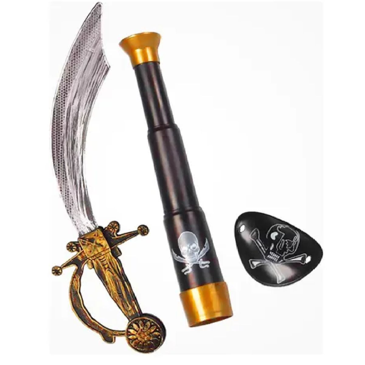 GENERICO - Kit De Disfraz Pirata Espada Parche Ocular Y Binoculares
