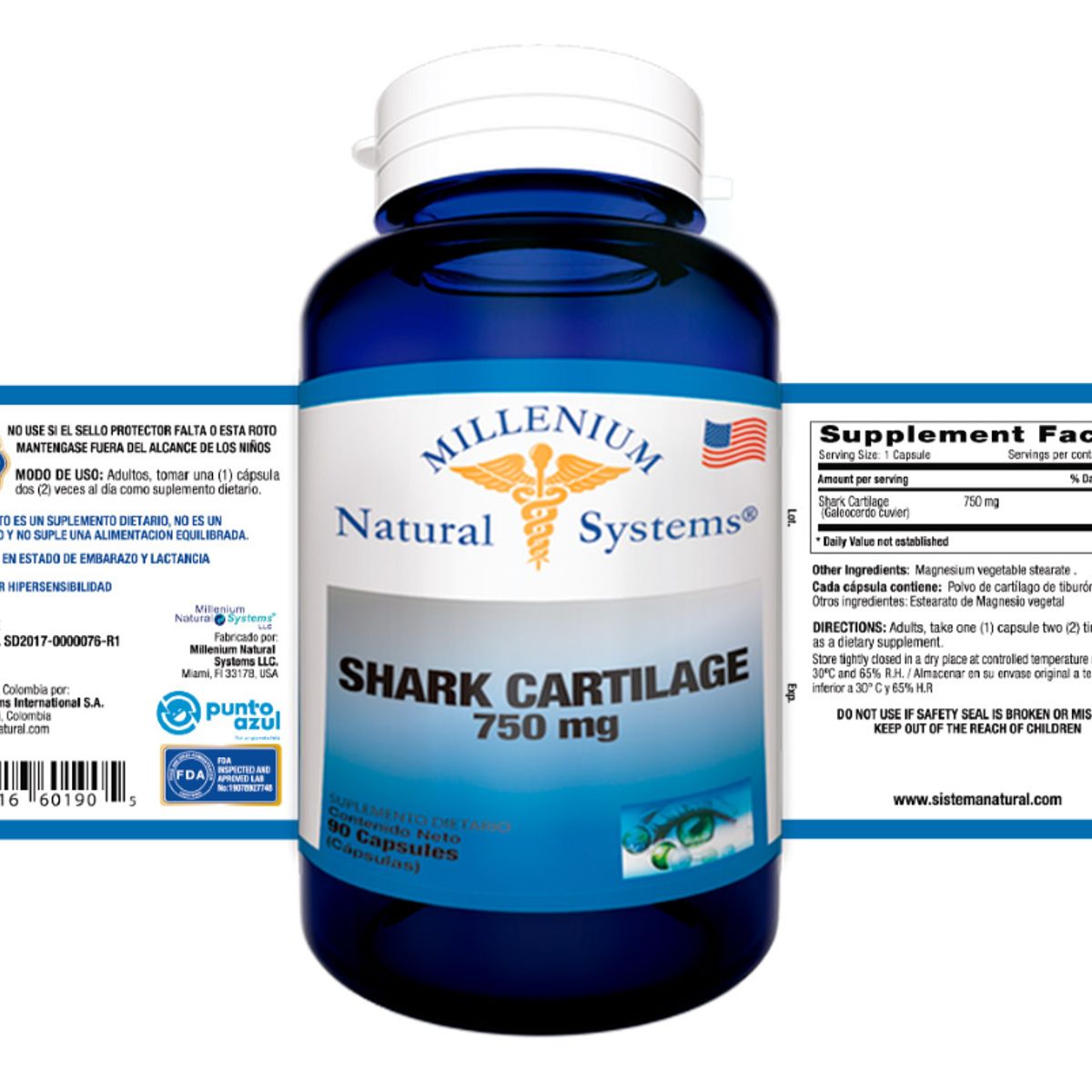 NATURAL SYSTEM - SUPLEMENTO SHARK CARTILAGE 750MG X 90 CAPSULAS