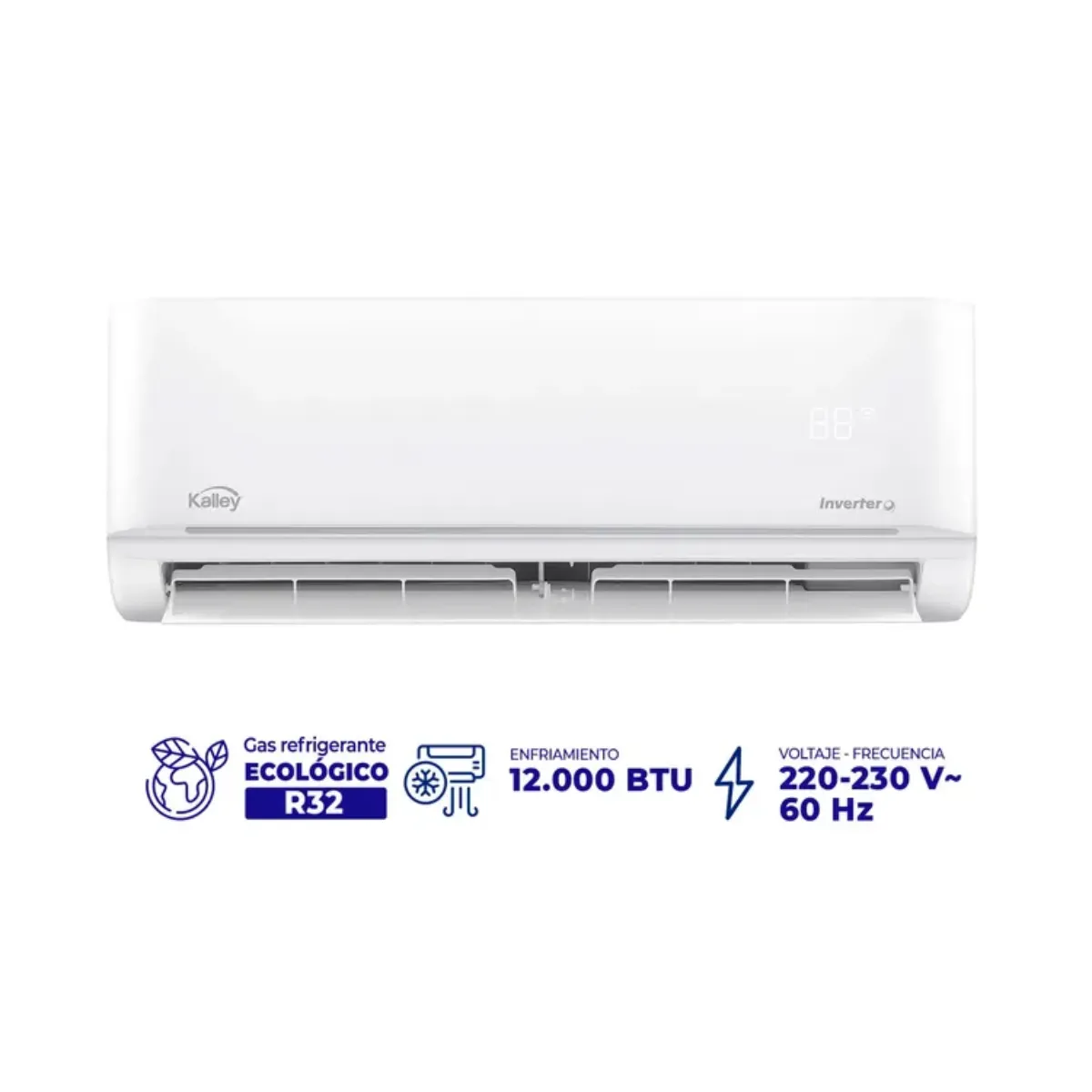 KALLEY - Aire acondicionado KALLEY 12000BTU Tipo Split Inverter 220V K-A12B Blanco