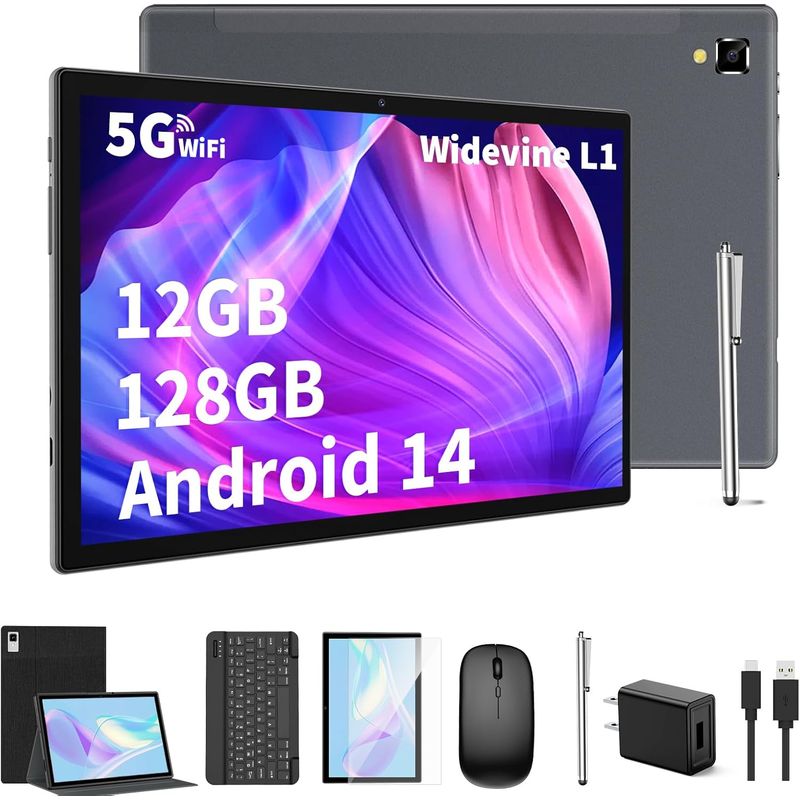 GENERICO - Tablet Android 14  12GB RAM 128GB ROM 8000mAh+Teclado+Funda+Raton+Lapiz