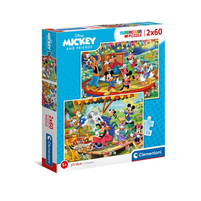 CLEMENTONI - Rompecabezas 2 En 1 Mickey Y Amigos Fiesta Para Niños
