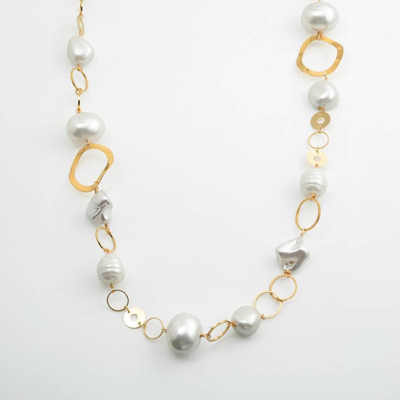 ENIGMA - Collar Eterna Con Perla Dorado Para Mujer