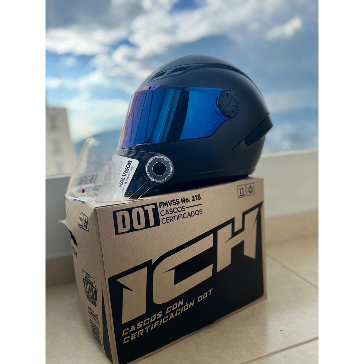 ICH - Casco Ich 501 Visera Azul y Transparente