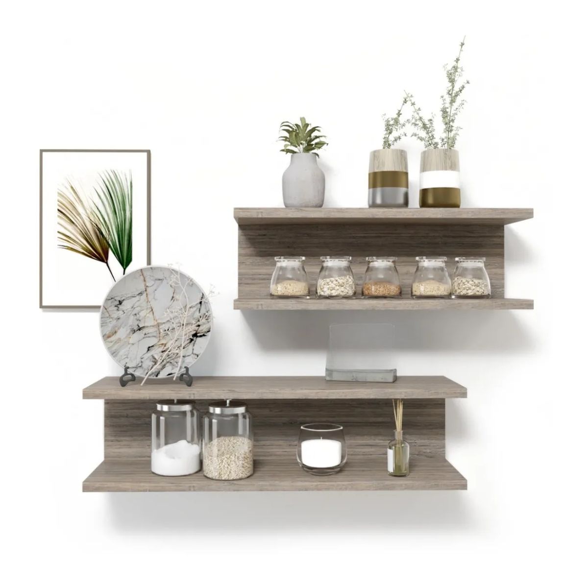 GENERICO - Set 2 Repisas Flotantes Modelo Roma, Decoración Melamina