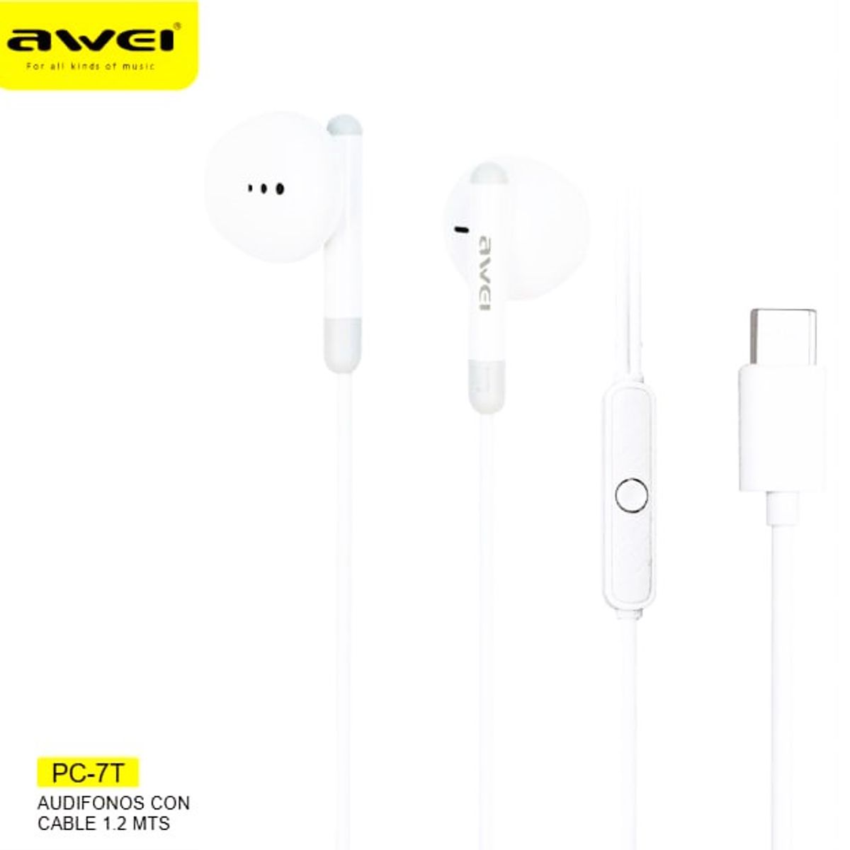 AWEI - Audifonos con cable PC-7T Blanco