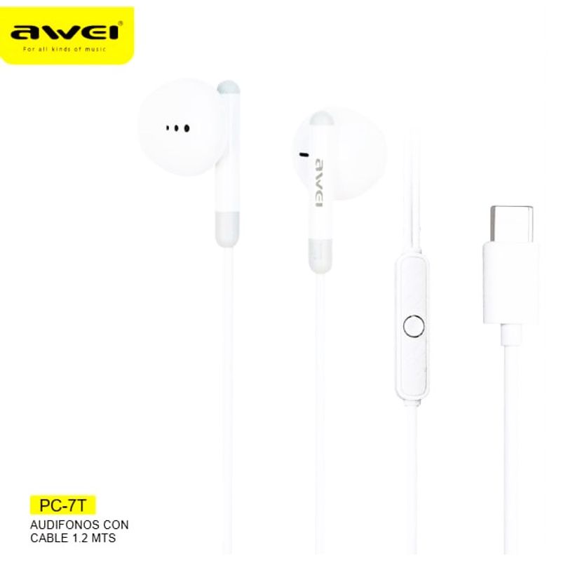 AWEI - Audifonos con cable PC-7T Blanco