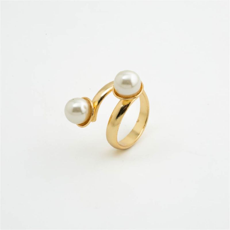 ENIGMA - Anillo Desafío Con Perla Dorado Para Mujer