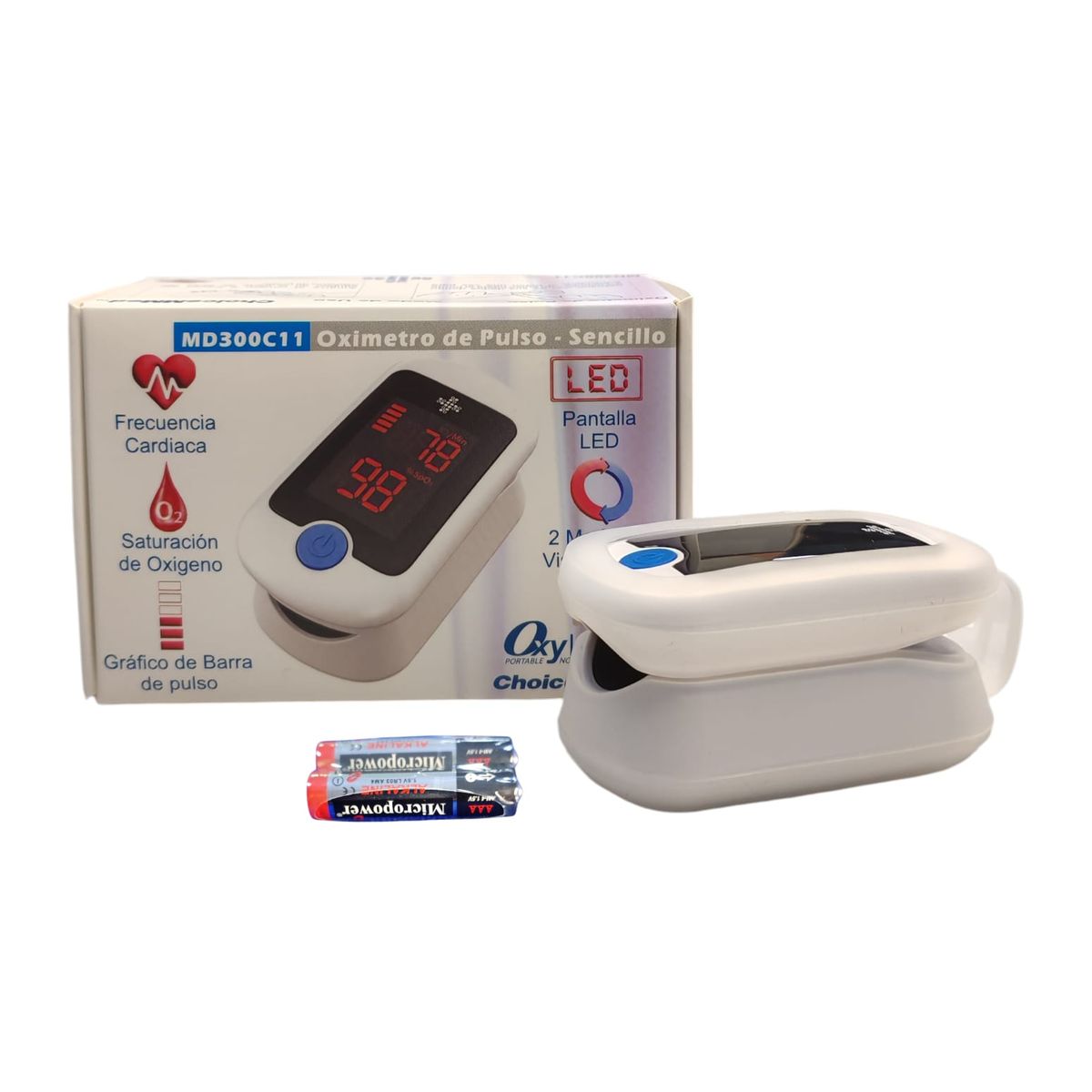 CHOICEMMED - OXIMETRO DE PULSO PARA DEDO OXIWATCH MD300C11 BLANCO