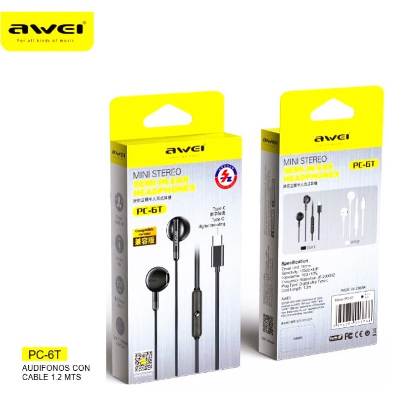AWEI - Audifonos con cable PC-6T Negro